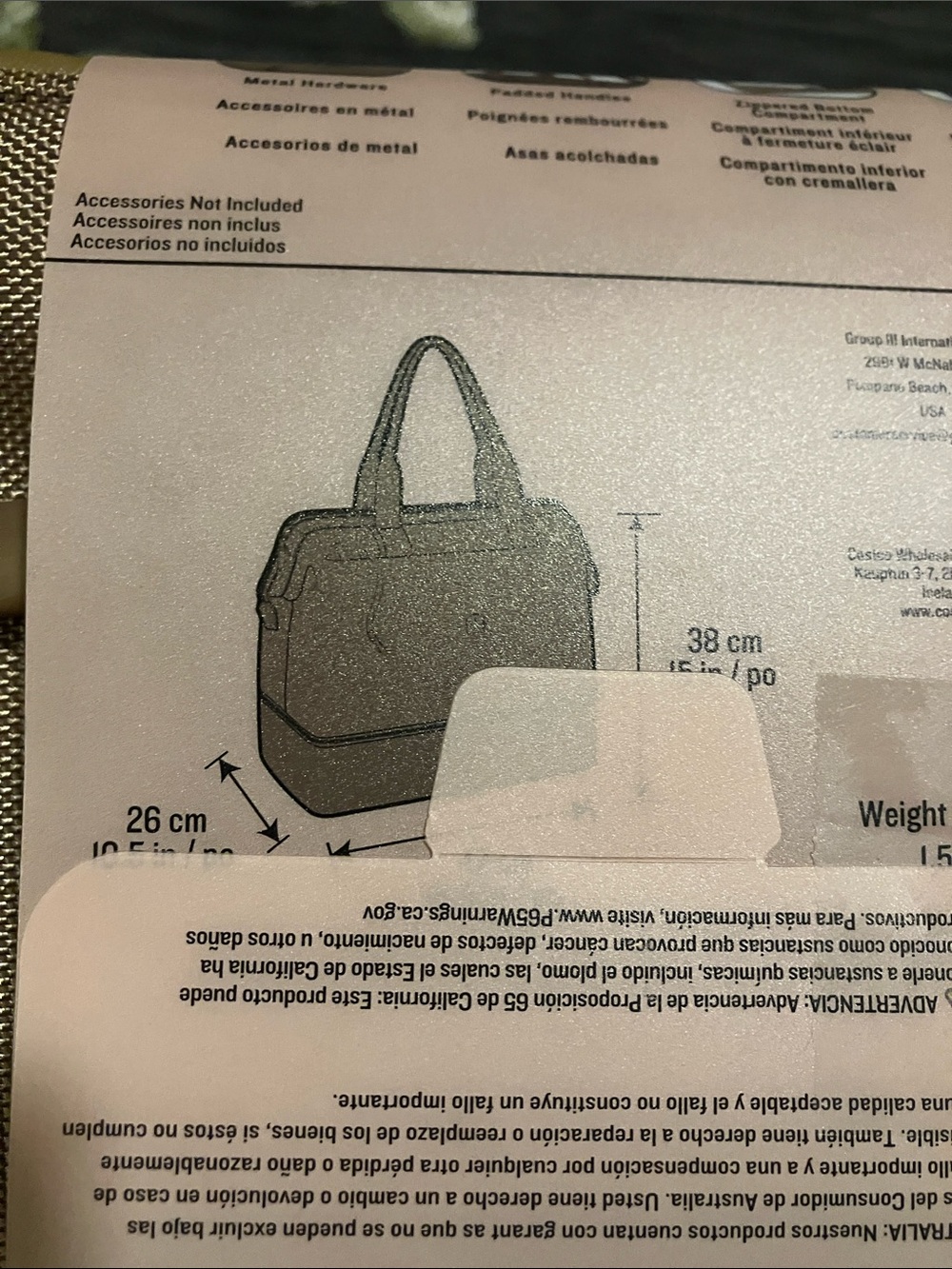 SwissGear Beige Weekender Travel Bag with Tan Handles-measurements in photo - Picture 9 of 10
